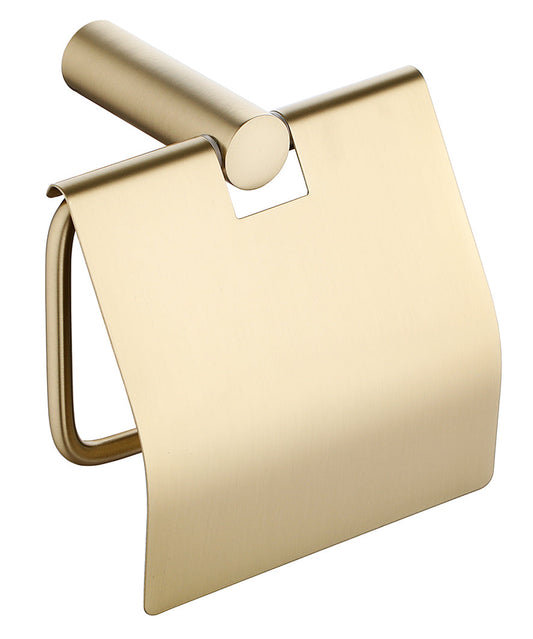 Wiesbaden Ida toiletrolhouder met klep in geborsteld messing goud