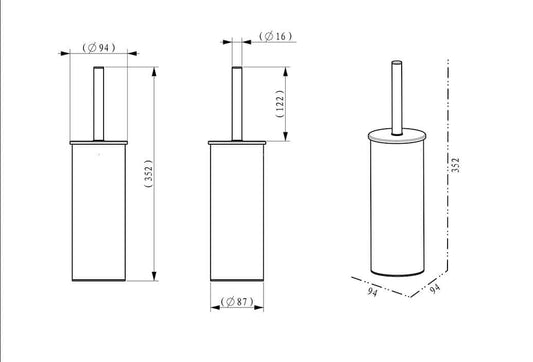 Brosse de toilette indépendante Alonzo avec support en acier inoxydable brossé