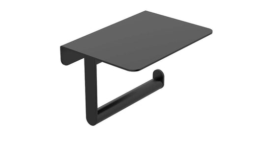 Porte-rouleau de papier toilette Alonzo avec tablette mat noir