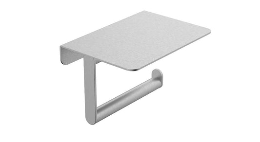 Porte-rouleau de papier toilette Alonzo avec tablette en acier inoxydable brossé