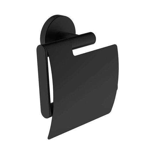 Alonzo Toilettenpapierhalter mit Klappe matt schwarz