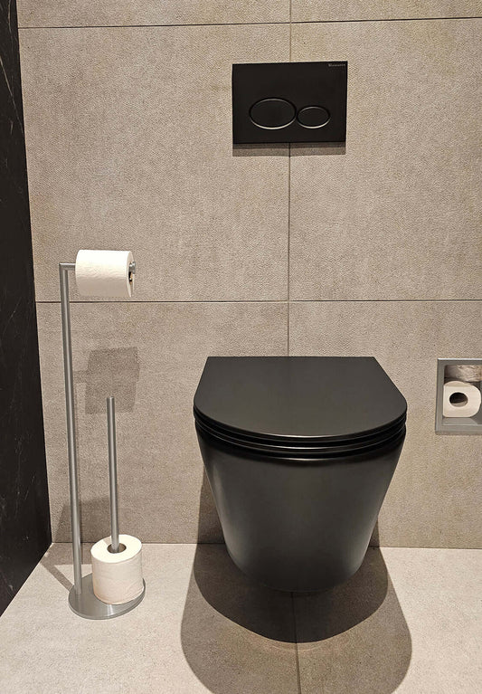 Porte-rouleau de papier toilette Alonzo avec porte-rouleau de réserve autonome en acier inoxydable brossé