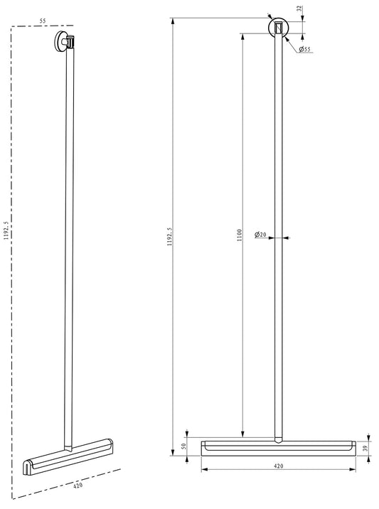Alonzo vadrouille avec crochet de suspension laiton brossé PVD