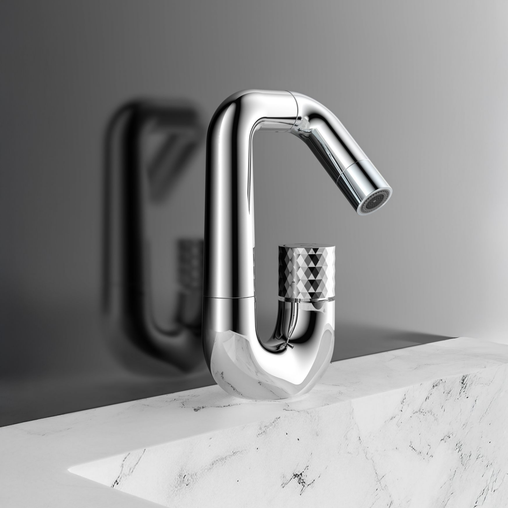 ALONI Flow wastafelkraan – drukknop – draaibare uitloop