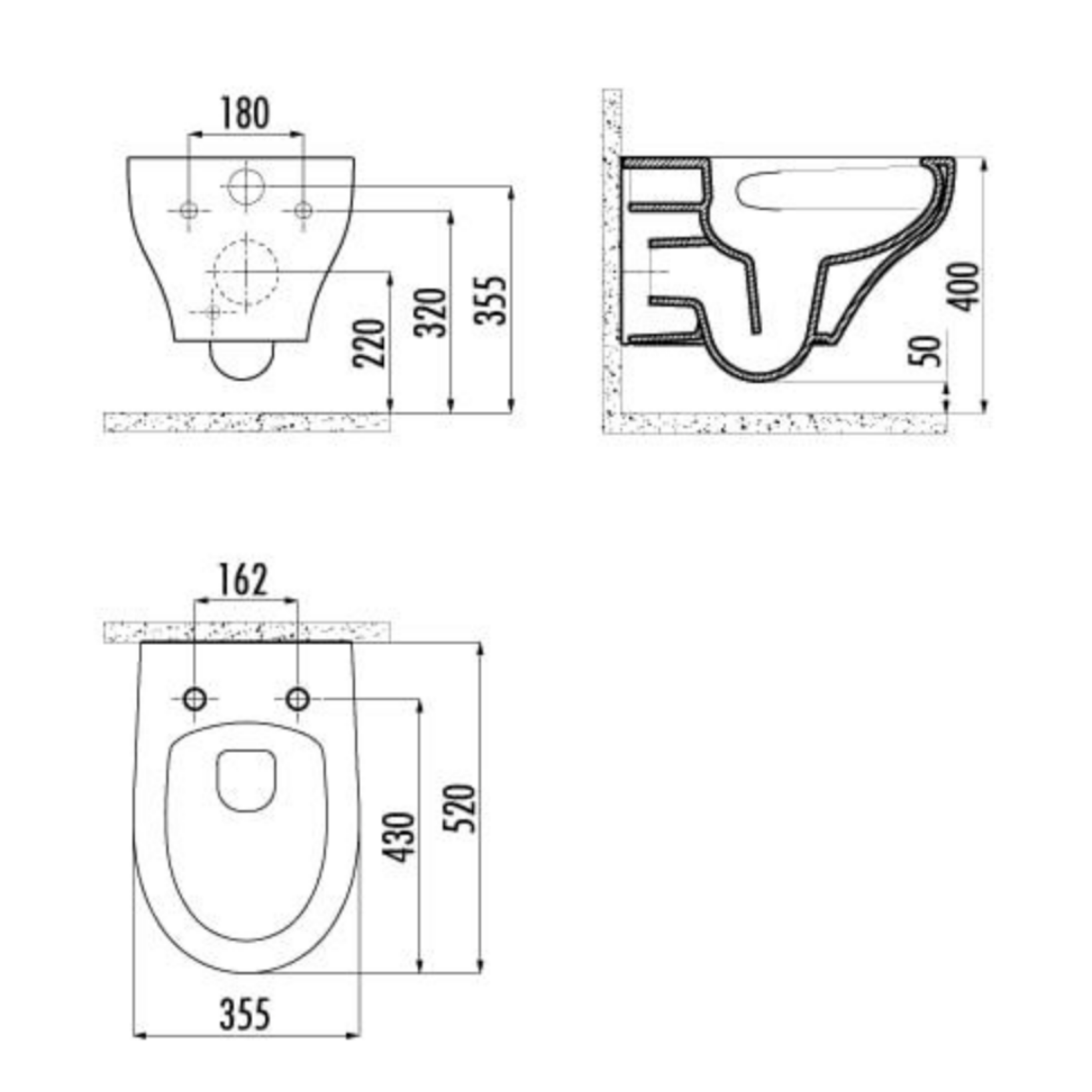 Creavit Ness hangtoilet / ophang WC – tornado flush – randloos
