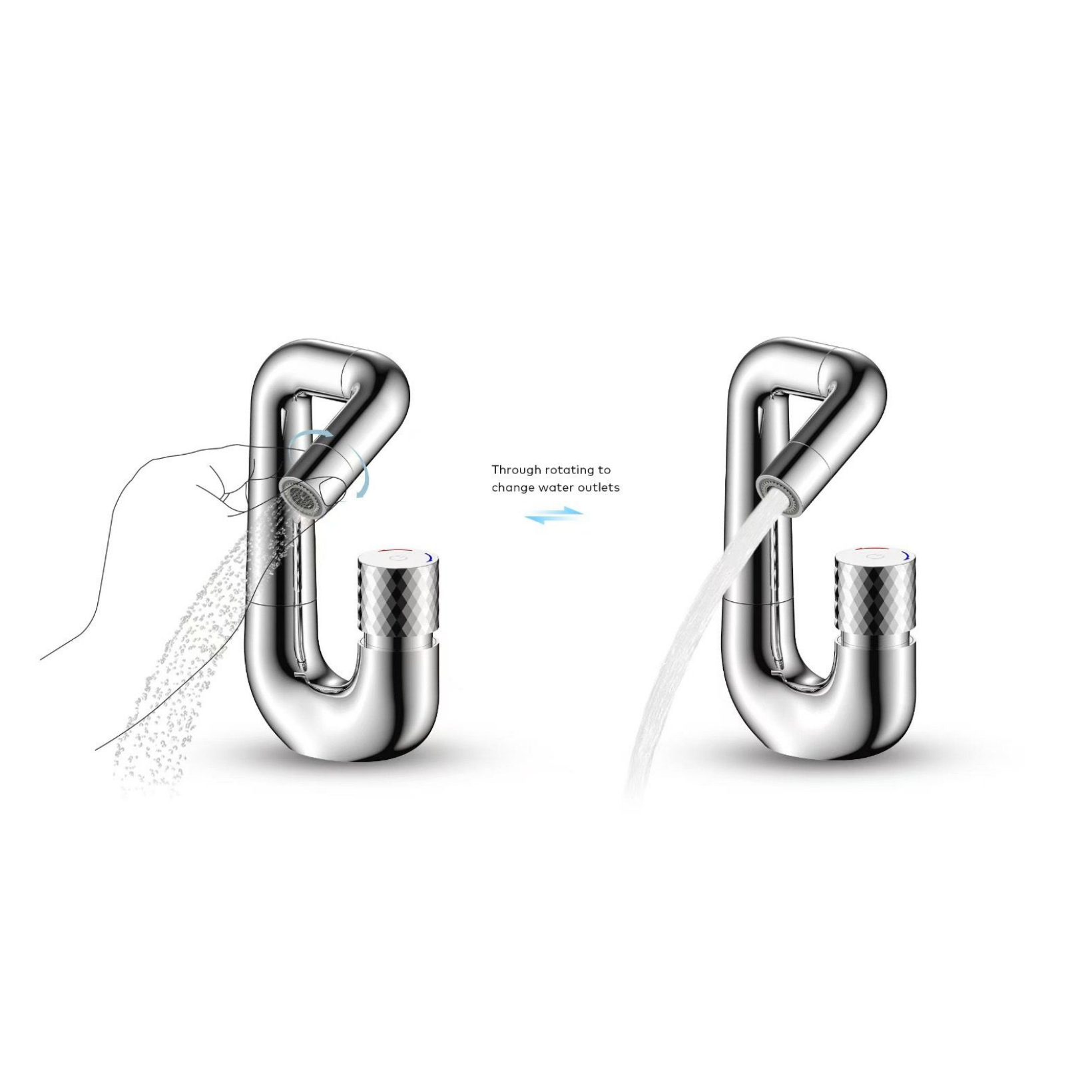 ALONI Flow wastafelkraan – drukknop – draaibare uitloop