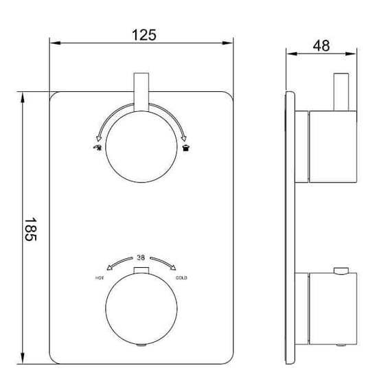 Caral afbouwdeel thermostat encastré 2 voies mat noir