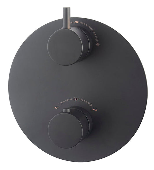 Caral partie de finition ronde thermostat encastré 2 voies mat noir