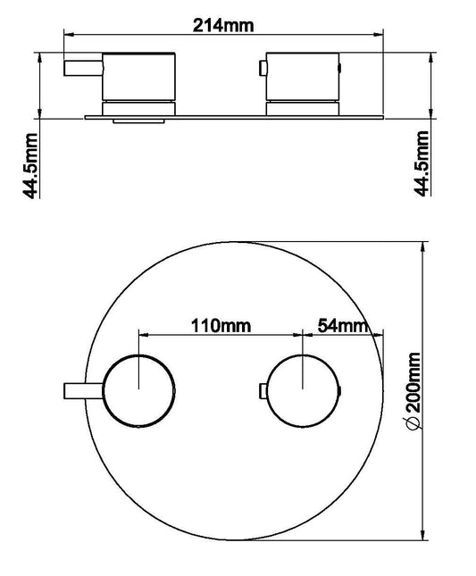 Caral partie de finition ronde thermostat encastré 2 voies mat noir