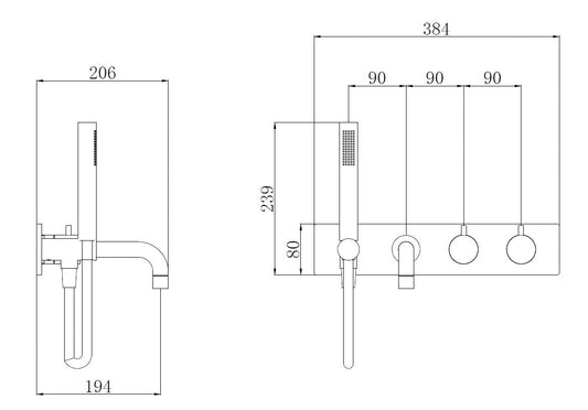Wiesbaden Style 2-knops inbouwbadthermostaatkraan chroom