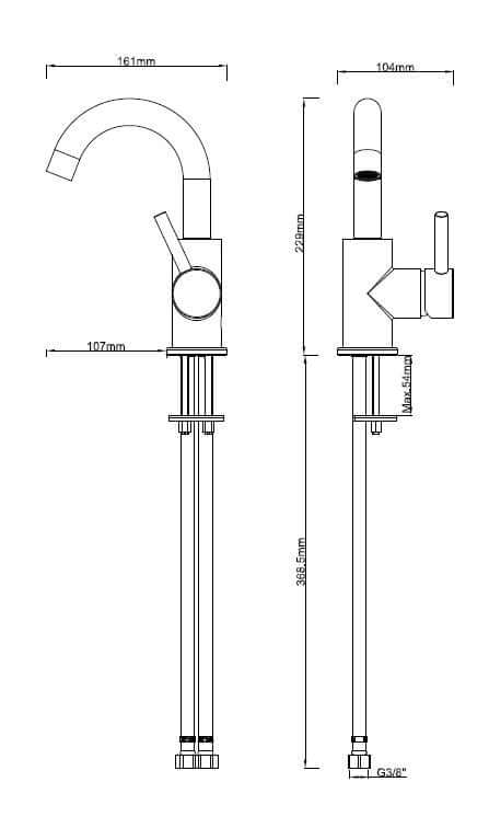 Robinet de lavabo Caral avec bec pivotant mat noir