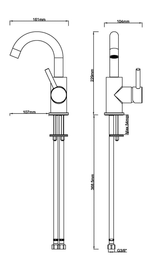 Robinet de lavabo Caral avec bec pivotant en bronze brossé cuivre PVD