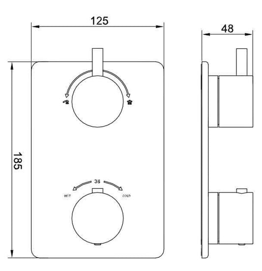 Caral afbouwdeel thermostat encastré 2 voies chrome
