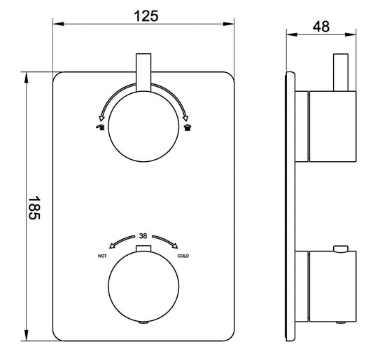 Caral afbouwdeel thermostat encastré 2 voies bronze brossé cuivre PVD
