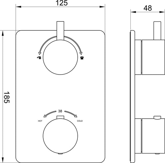 Caral afbouwdeel thermostat encastré 2 voies acier brossé PVD