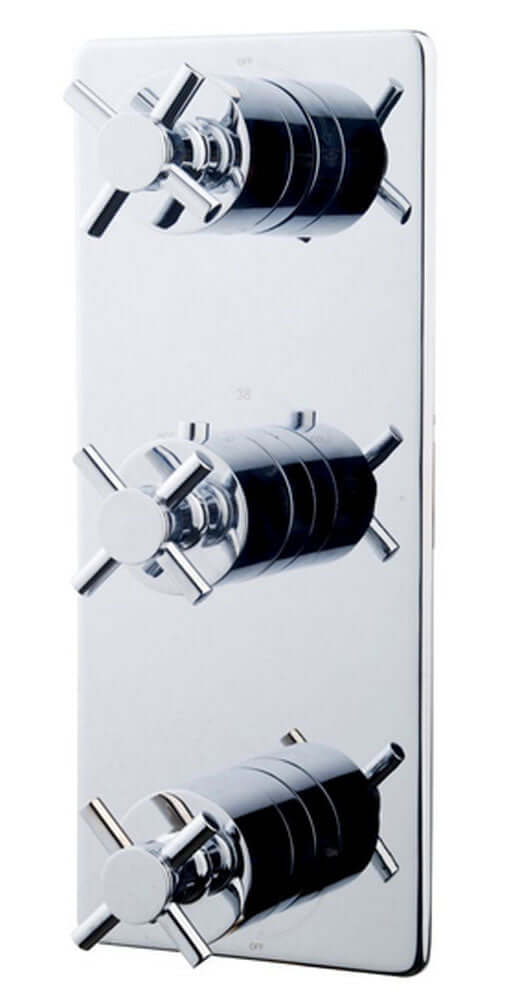 Partie de finition croisée thermostat encastré 3 voies chrome