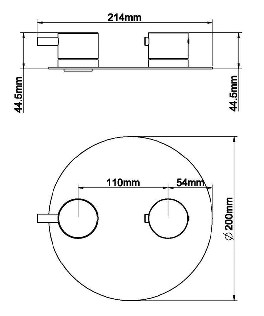 Caral partie de finition ronde thermostat encastré 2 voies chrome