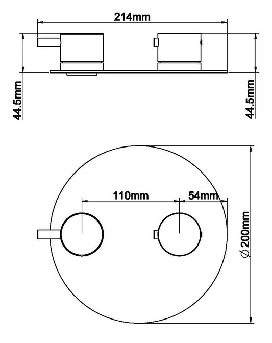 Caral partie de finition ronde thermostat encastré 2 voies acier brossé PVD