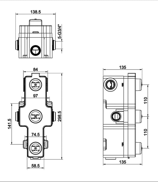 Caral boîte encastrable thermostat encastrable 3 voies