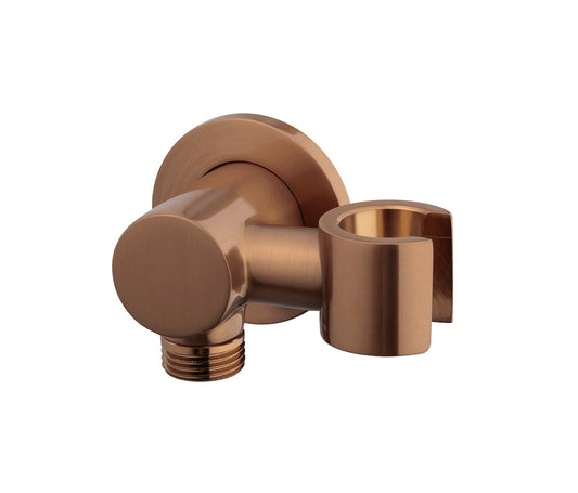 Nala Wandaansluiting Bocht Wiesbaden met Kantelbare Handdouchehouder Rond 1/2" Geborsteld Brons Koper