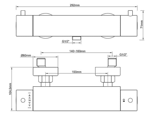 Caral Cool Touch mitigeur thermostatique de douche mat noir