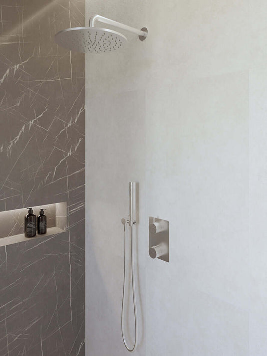 Caral thermostat encastré complet avec douche de tête 30 cm et douchette à main en chrome