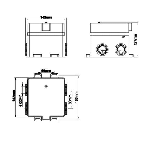 Caral Klik Pro boîte encastrée thermostat de douche 2 voies