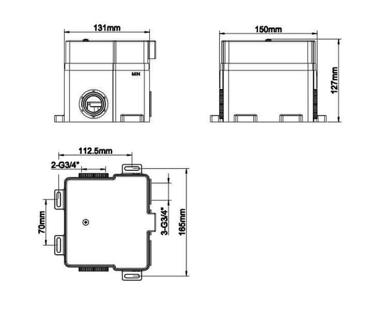 Caral Klik Pro boîte encastrée thermostat de douche 3 voies