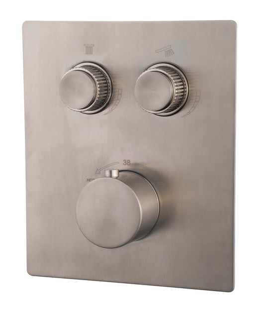 Caral Klik Pro partie de finition thermostat encastré 2 voies acier brossé PVD