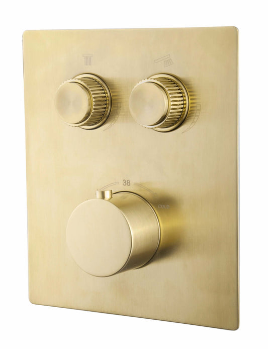 Caral Klik Pro partie de finition thermostat encastré 2 voies laiton brossé PVD