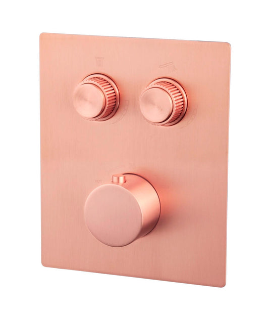 Caral Klik Pro partie de finition thermostat encastré 2 voies cuivre brossé