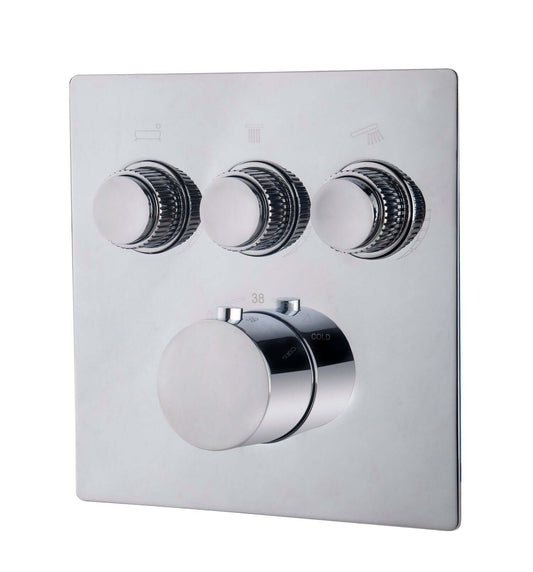 Caral Klik Pro partie de finition thermostat encastré 3 voies chrome