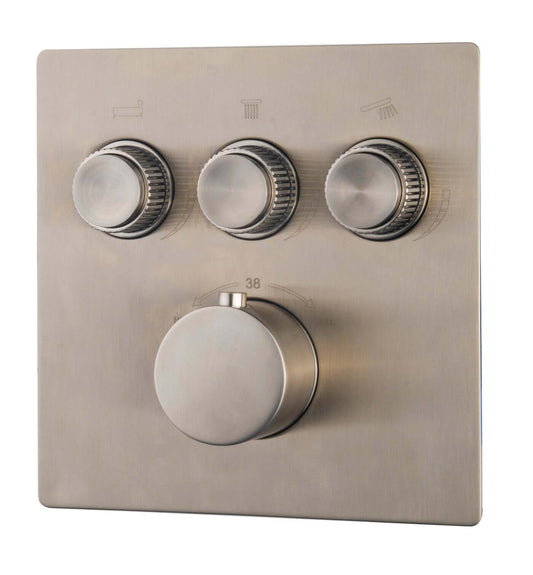 Caral Klik Pro partie de finition thermostat encastré 3 voies acier brossé PVD