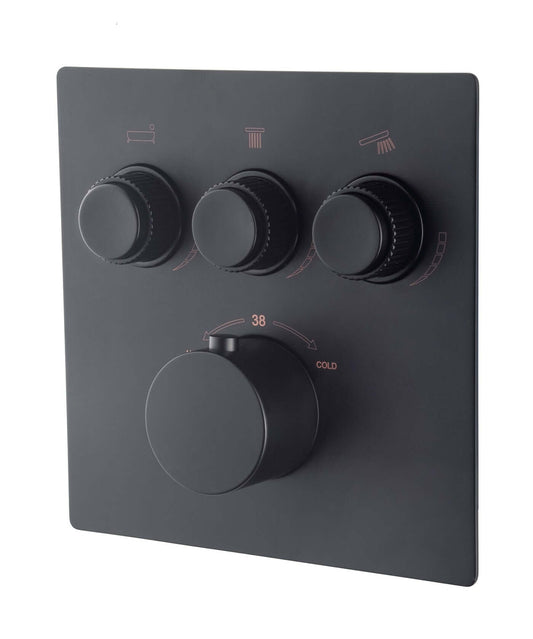 Caral Klik Pro partie de finition thermostat encastré 3 voies mat noir