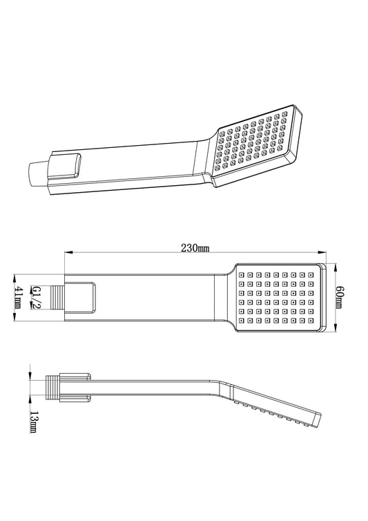 Handdouche vierkant/plat 1/2'' chroom