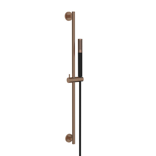Wiesbaden Remi schuifstangset met stang handdouche 1 standaard 150 cm geborsteld brons koper/matzwart