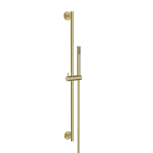 Wiesbaden Remi Schuifstangset met stang Handdouche 1 standaard 150 cm geborsteld messing