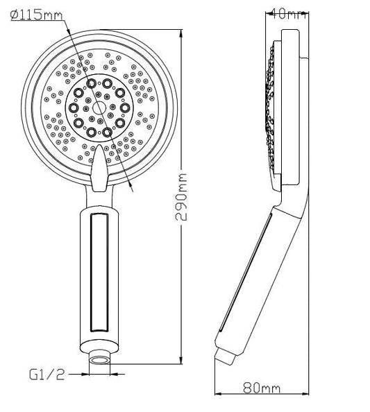Triton verstelbare handdouche 10cm chr.