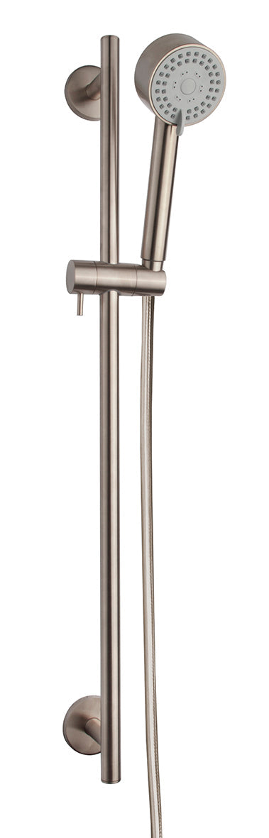 UniMatch Cadans glijstangset compleet met handdouche 3 standen Ø 8 cm geborsteld staal PVD