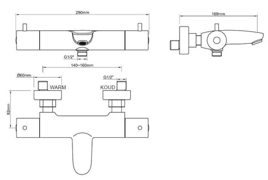 Caral thermostatische badmengkraan