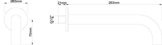 Caral boucle de ceinture ronde 25 cm 1/2'' acier brossé PVD