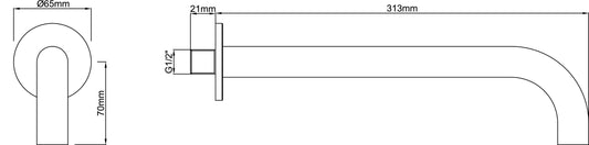 Caral baduitloop rond 30 cm 1/2''PVD
