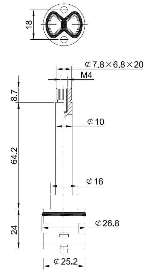 Caral mécanisme intérieur bouton de commutation 2 voies 20 dents