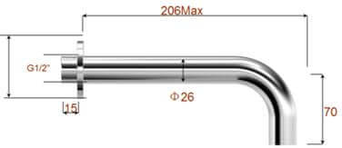 Caral baduitloop rond 20 cm 1/2'' chrome
