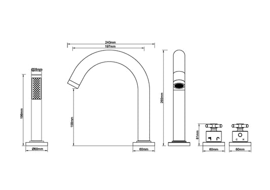 Ensemble de finition thermostat de radiateur Cross 4-gats chrome