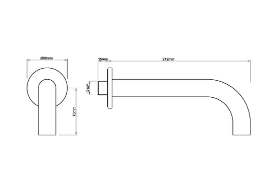 Caral boucle de ceinture ronde 20 cm 1/2'' acier brossé PVD