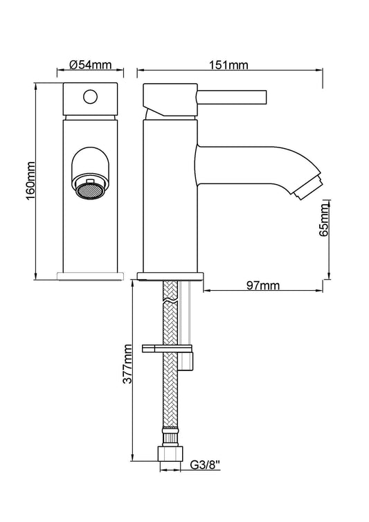 Robinet de lavabo Caral Cadans bas chrome