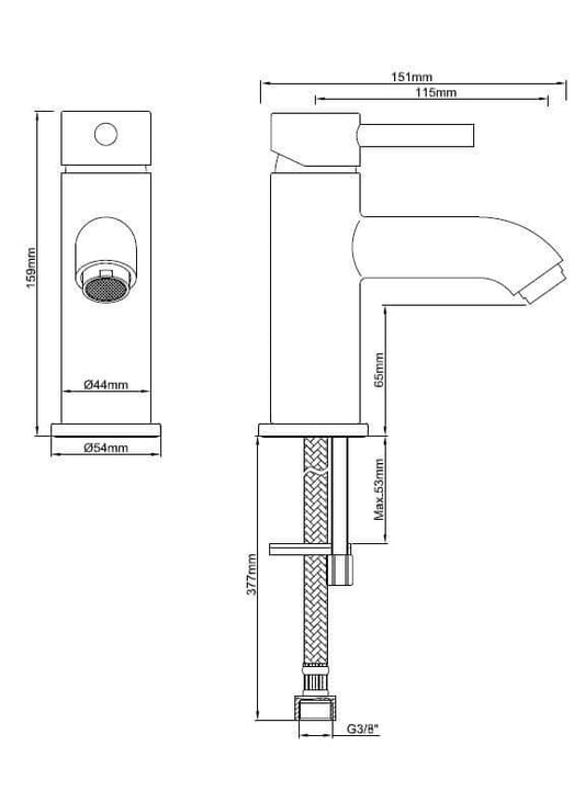 Caral Cadans robinet de lavabo bas bronze brossé cuivre PVD