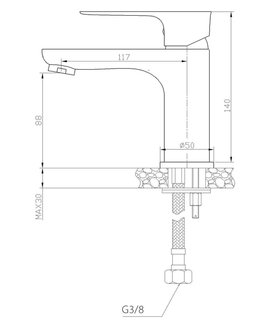 Casma mitigeur lavabo monocommande bas noir/chrome