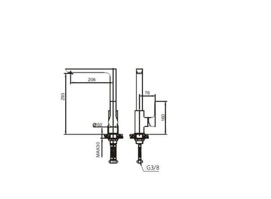 Casma mitigeur de cuisine monocommande noir/chrome